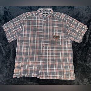 Harley-Davidson Racing Men's Size 2XL Plaid SS Button Down Shirt Embroidery